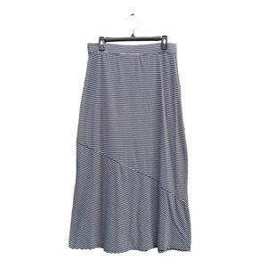 Striped Navy Blue and White Maxi Skirt Size Medium
